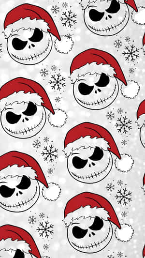 Spooky Christmas Skull Pattern Wallpaper