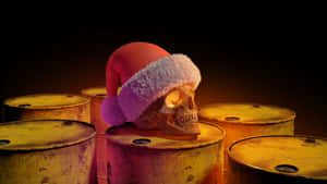 Spooky Christmas Skull Scene Wallpaper