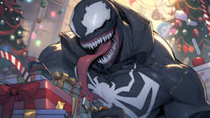 Spooky Christmas Venom Celebration Wallpaper