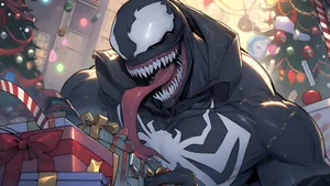Spooky Christmas Venom Celebration Wallpaper