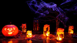 Spooky, Flickering Halloween Candles Wallpaper