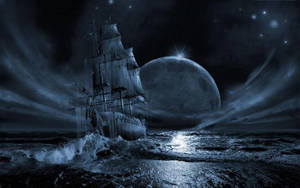 Spooky Ghost Pirate Ship Wallpaper