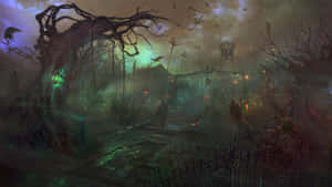 Spooky Halloween Graveyard Wallpaper