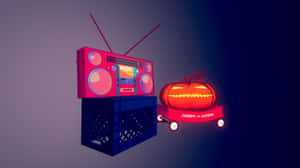 Spooky Halloween Music Night With Dancing Pumpkins And Ghosts Wallpaper