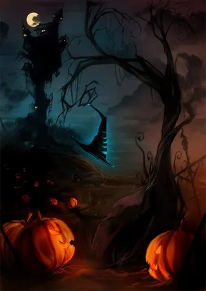 Spooky Halloween Night Artwork Wallpaper