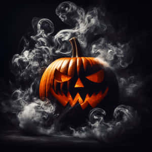 Spooky Halloween Pumpkinin Smoke Wallpaper