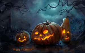 Spooky Halloween Pumpkins Night Wallpaper