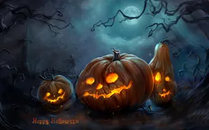Spooky Halloween Pumpkins Night Wallpaper