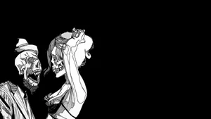 Spooky Halloween Skeleton Illustration Wallpaper