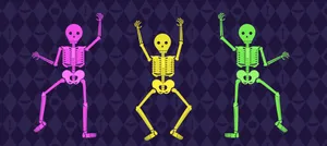 Spooky Halloween Skeleton On A Full Moon Night Wallpaper