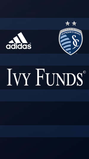 Sporting Kansas City Logo On Blue Stripes Wallpaper