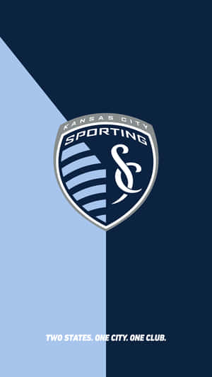 Sporting Kansas City Logo Two Toned Blue Backdrop Wallpaper