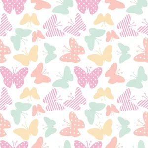 Spotted And Stripe Pastel Butterflies Wallpaper