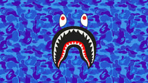 Sprayground Blue Camo Shark Backpack Wallpaper
