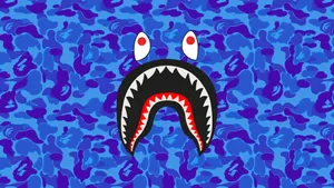 Sprayground Blue Camo Shark Backpack Wallpaper