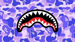 Sprayground Purple Camo Shark Backpack Wallpaper