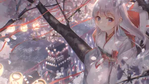 Spring Anime Cherry Blossom Scene Wallpaper