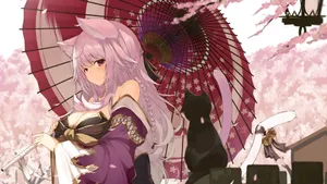 Spring Anime Cherry Blossom Scene Wallpaper