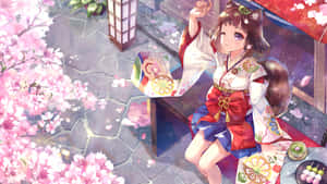 Spring Anime Cherry Blossom Scene Wallpaper
