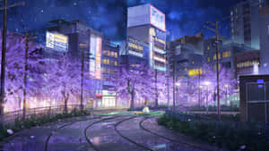 Spring Anime Cityscape Night Wallpaper
