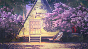 Spring Anime Cottage Scene Wallpaper