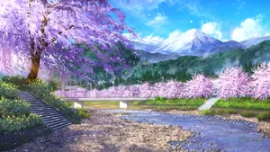 Spring Anime Scenery Wallpaper
