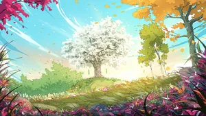 Spring Anime Scenic Landscape Wallpaper