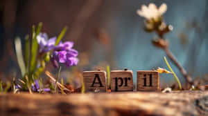 Springtime April Wooden Letters Wallpaper