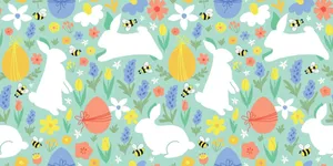 Springtime Bunny Pattern Wallpaper
