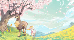 Springtime Deerlingand Sawsbuck Wallpaper