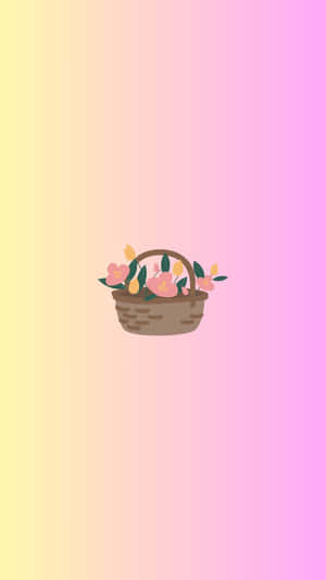 Springtime Floral Basket Pastel Backdrop Wallpaper