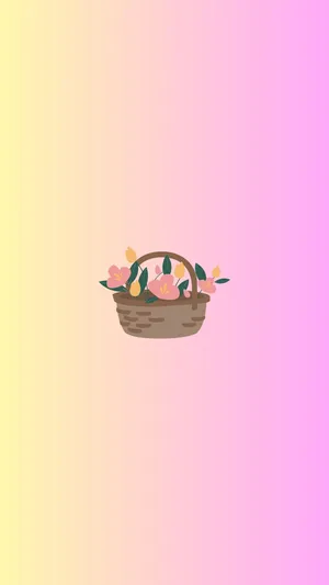 Springtime Floral Basket Pastel Backdrop Wallpaper