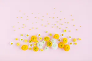 Springtime Floral Pattern Pink Background Wallpaper