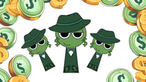 Sprunki Characters With Money Wallpaper