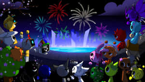 Sprunki Fireworks Celebration Wallpaper