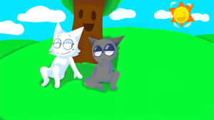 Sprunki Relaxing Under Tree Wallpaper