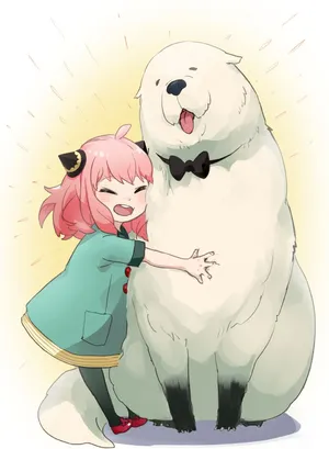 Spy X Family Anya Hugging Bond Wallpaper