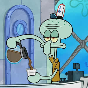 Squidward Pouring Coffee Random Pfp Wallpaper