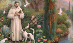 St Francis Of Assisi With Animals Wallpaper