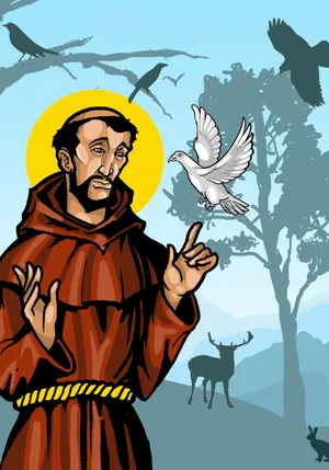 St Francis Of Assisi With Animals Wallpaper