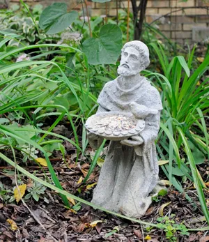 St Francis Statue Garden Bird Feeder Wallpaper