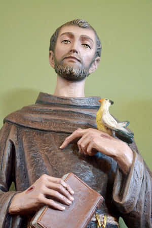 St Francis Statuewith Bird Wallpaper