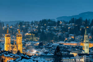 St Gallen Switzerland Night View Wallpaper