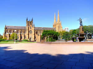 St_ Marys_ Cathedral_ Sydney_with_ Fountain Wallpaper