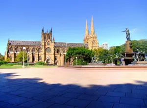 St_ Marys_ Cathedral_ Sydney_with_ Fountain Wallpaper