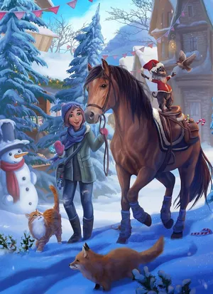 Stable Brown Horse Winter [wallpaper] Wallpaper