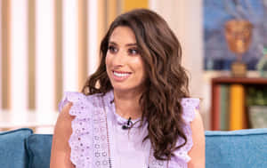 Stacey Solomon Smiling During Interview Wallpaper