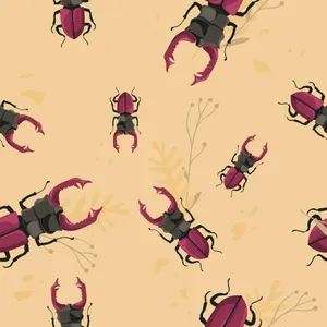Stag Beetle Pattern Background Wallpaper