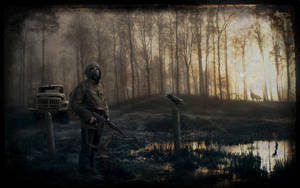 Stalker Soldier By A Marsh Wallpaper