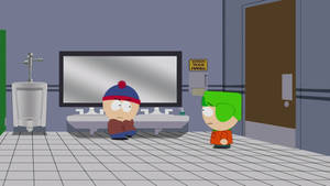 Stan Marsh And Kyle In Restroom Wallpaper